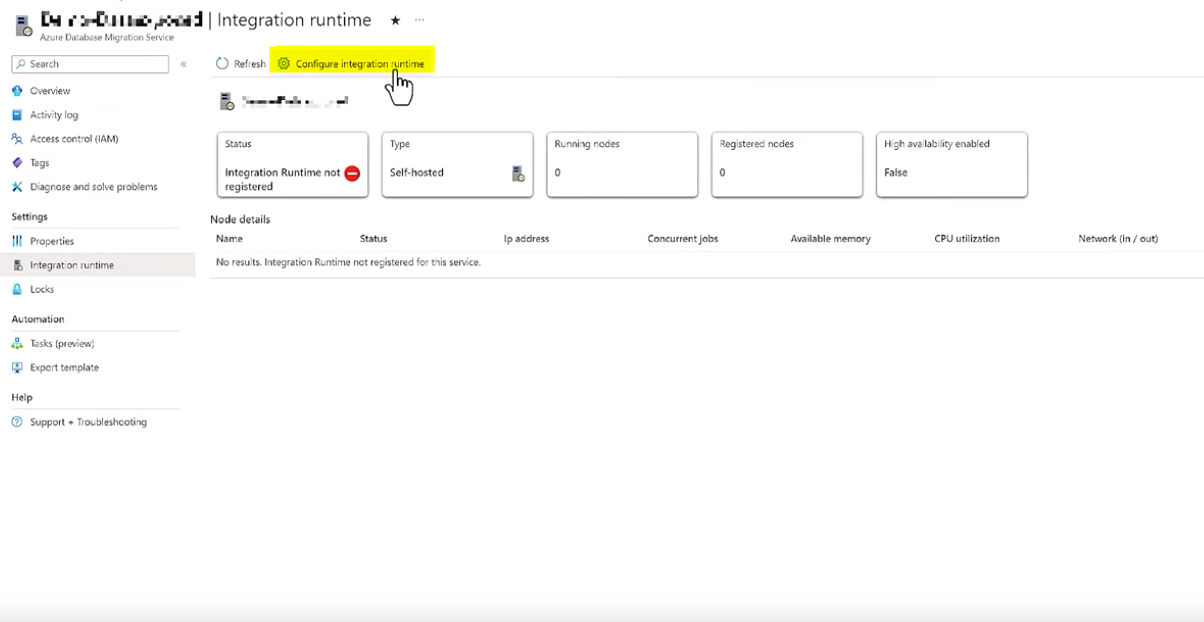 Configurer Integration Runtime