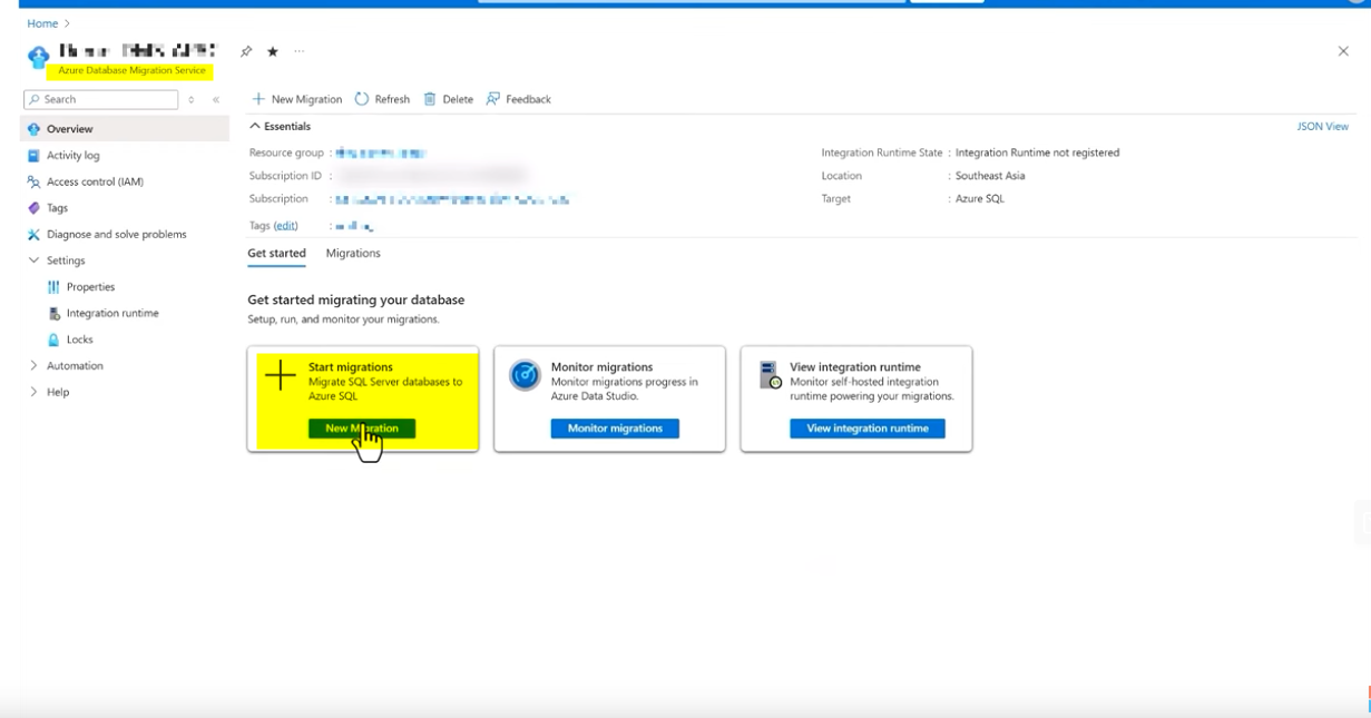 Démarrage migration